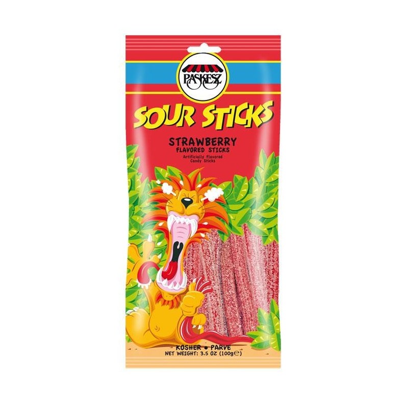 Bâtonnets acidulés à la fraise Paskesz