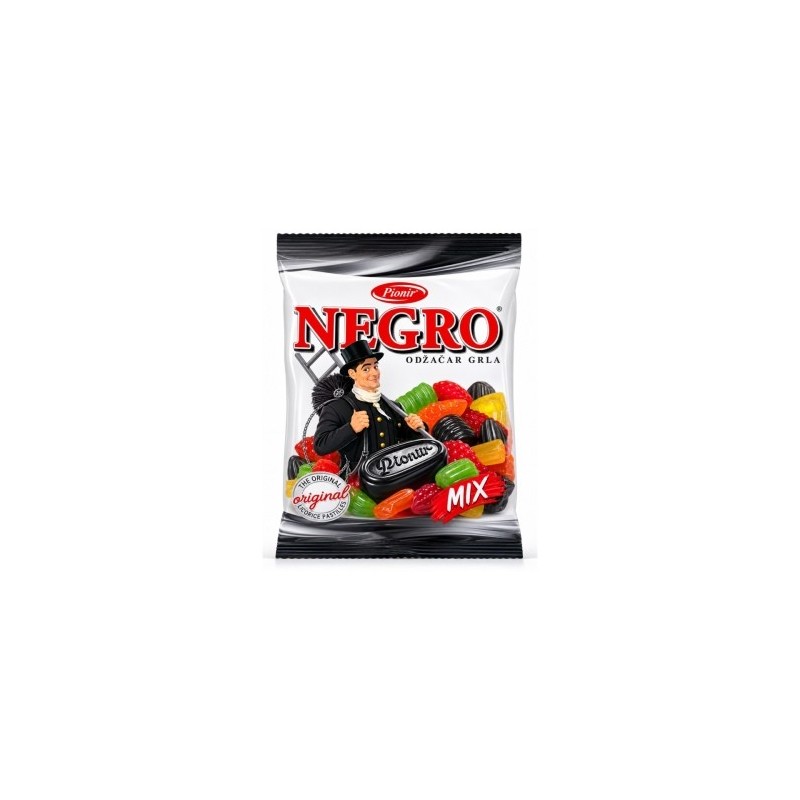 Bonbons durs Negro fourrés à la réglisse Pionir